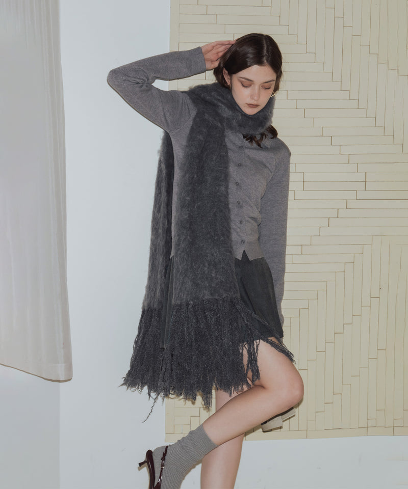 モヘアタッチシャギーボリュームフリンジカラーマフラー