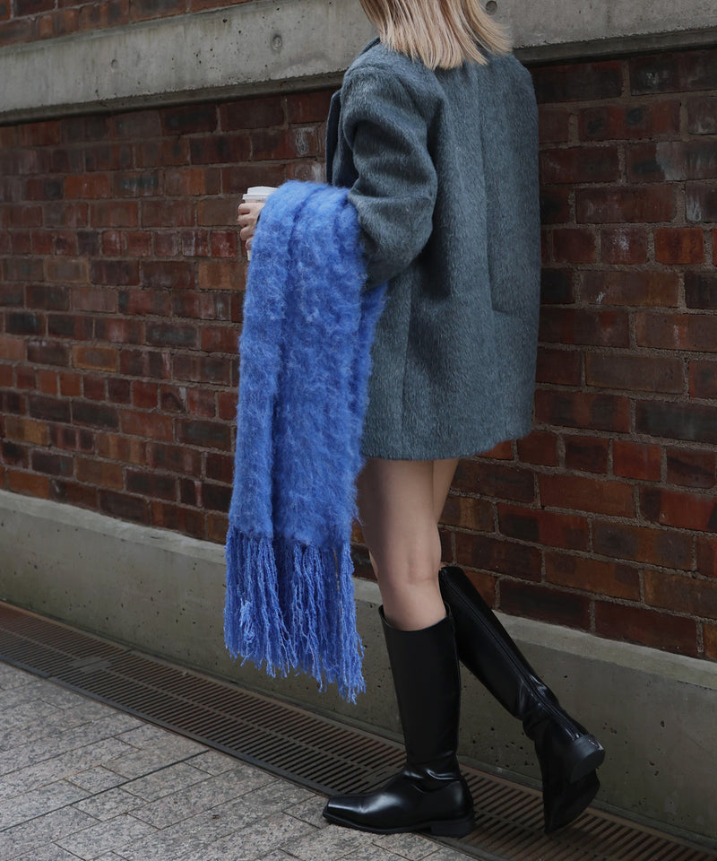 モヘアタッチシャギーボリュームフリンジカラーマフラー