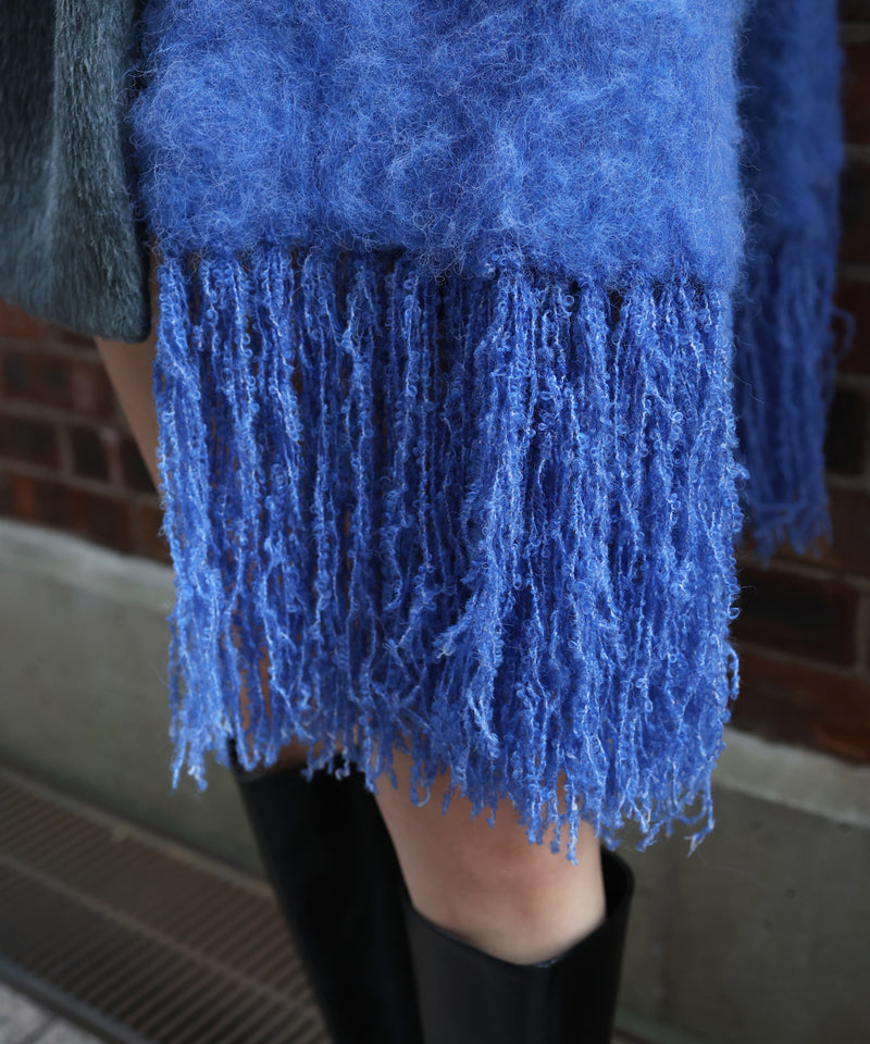 モヘアタッチシャギーボリュームフリンジカラーマフラー
