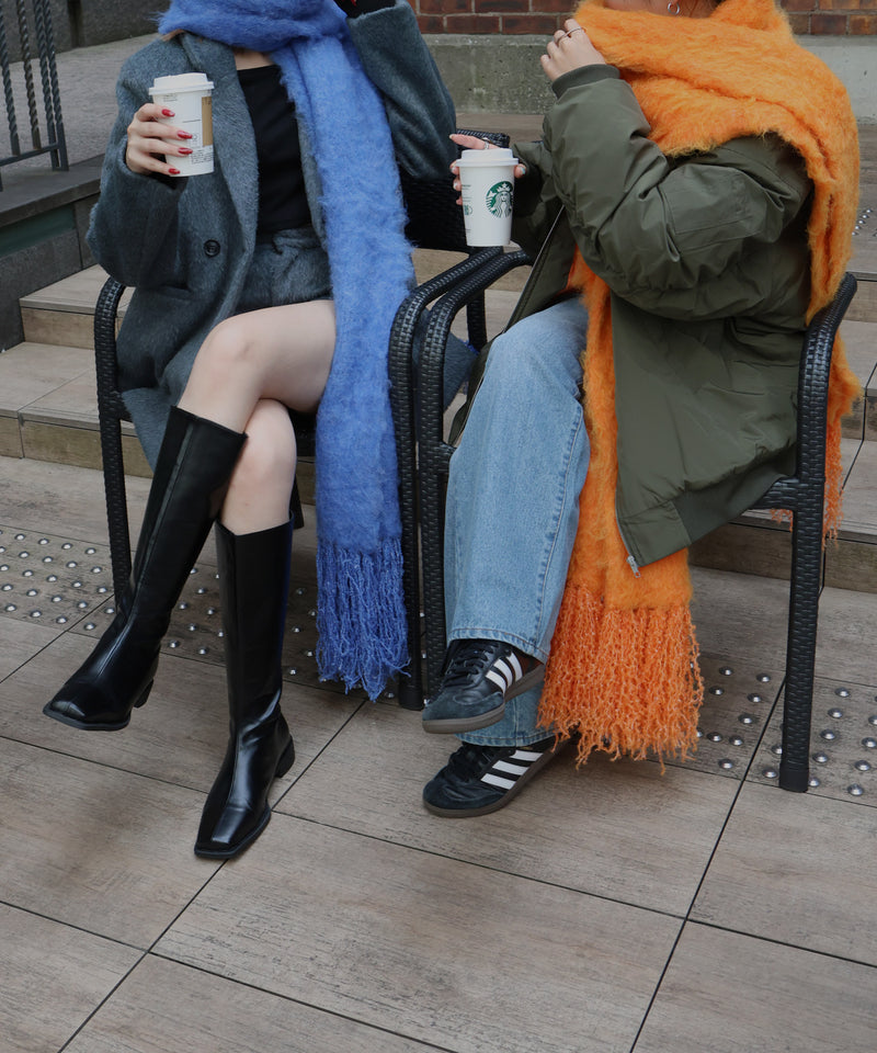 モヘアタッチシャギーボリュームフリンジカラーマフラー