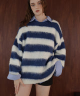 シャギーボーダーオーバーサイズ配色ニット