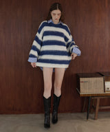 シャギーボーダーオーバーサイズ配色ニット