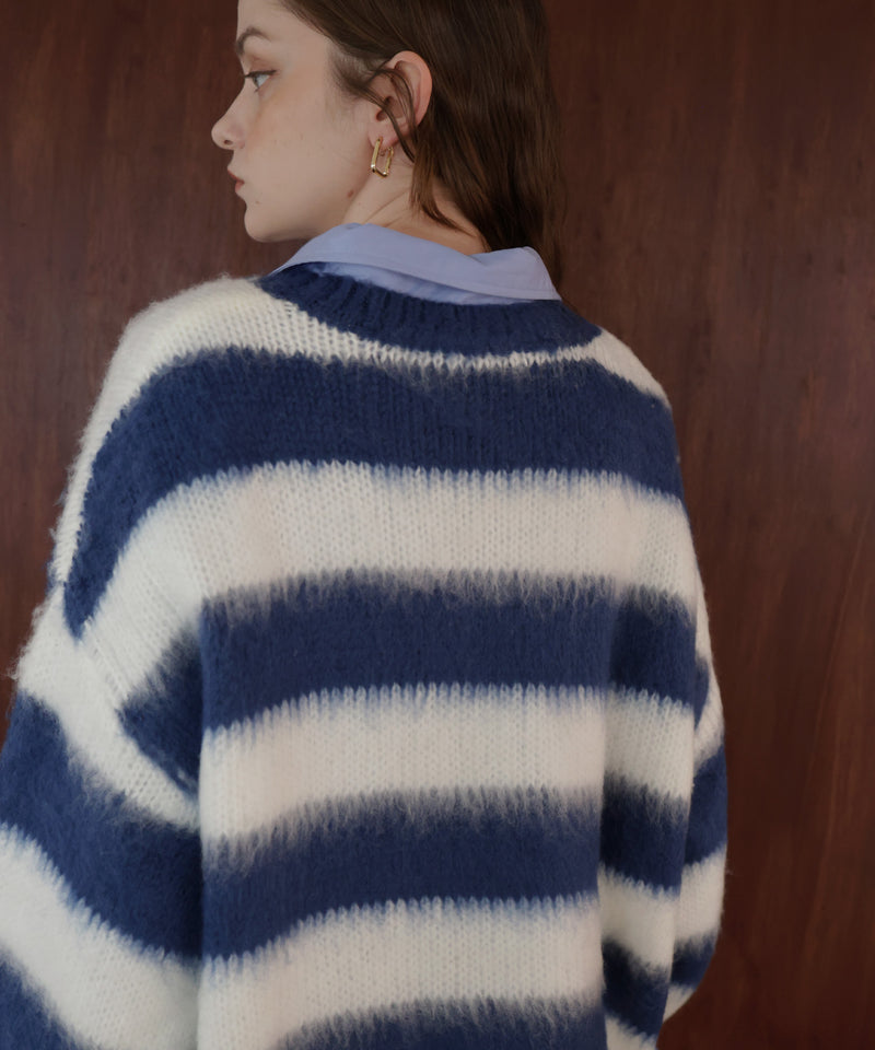 シャギーボーダーオーバーサイズ配色ニット