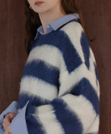 シャギーボーダーオーバーサイズ配色ニット