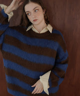 シャギーボーダーオーバーサイズ配色ニット