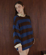 シャギーボーダーオーバーサイズ配色ニット