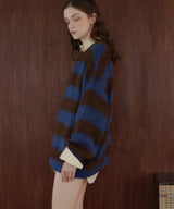 シャギーボーダーオーバーサイズ配色ニット