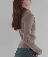 プレーティングリブニットトップス