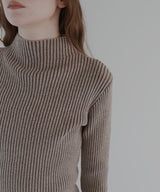 プレーティングリブニットトップス