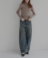 プレーティングリブニットトップス