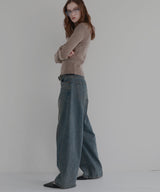 プレーティングリブニットトップス