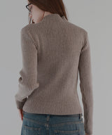 プレーティングリブニットトップス