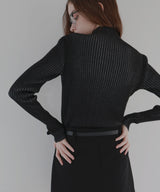 プレーティングリブニットトップス