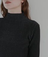 プレーティングリブニットトップス