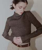 プレーティングリブニットトップス