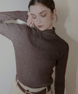 プレーティングリブニットトップス