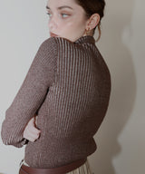 プレーティングリブニットトップス