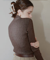 プレーティングリブニットトップス