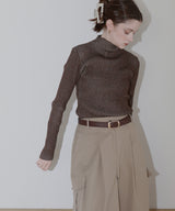 プレーティングリブニットトップス