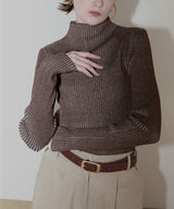 プレーティングリブニットトップス