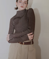 プレーティングリブニットトップス