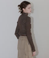 プレーティングリブニットトップス