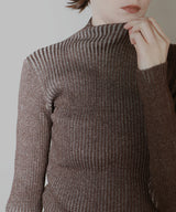 プレーティングリブニットトップス