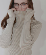 プレーティングリブニットトップス