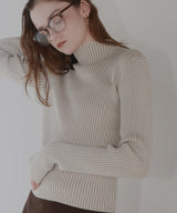 プレーティングリブニットトップス