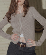 ホック付きコンパクトリブニットカーディガン