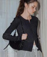 ホック付きコンパクトリブニットカーディガン