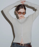 ホック付きコンパクトリブニットカーディガン