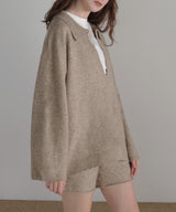 【セットアップアイテム】ホック付きポロニット＆ショートニットパンツ