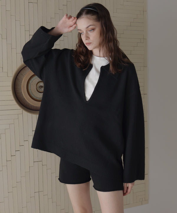 【セットアップアイテム】ホック付きポロニット＆ショートニットパンツ
