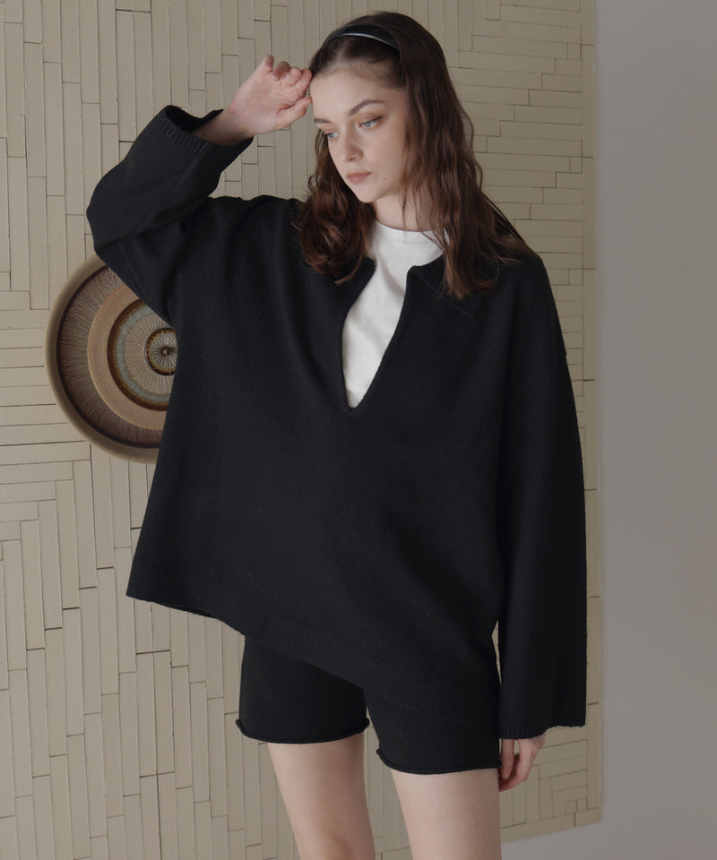 【セットアップアイテム】ホック付きポロニット＆ショートニットパンツ