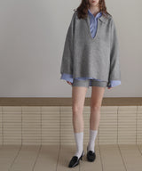 【セットアップアイテム】ホック付きポロニット＆ショートニットパンツ