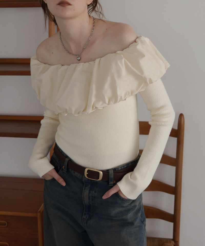 【11月上旬お届け商品】バルーンオフショルリプニット