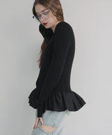 【12月下旬予約商品】ペプラム異素材フリルドッキングニット