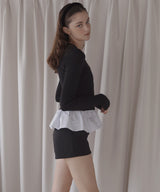 【12月下旬予約商品】ペプラム異素材フリルドッキングニット