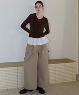 【12月下旬予約商品】ペプラム異素材フリルドッキングニット