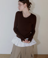 【12月下旬予約商品】ペプラム異素材フリルドッキングニット