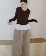 【12月下旬予約商品】ペプラム異素材フリルドッキングニット