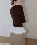 【12月下旬予約商品】ペプラム異素材フリルドッキングニット
