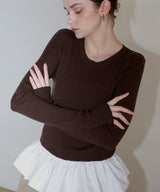 【12月下旬予約商品】ペプラム異素材フリルドッキングニット