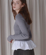 【12月下旬予約商品】ペプラム異素材フリルドッキングニット