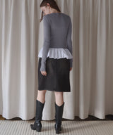 【12月下旬予約商品】ペプラム異素材フリルドッキングニット