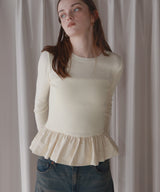 【12月下旬予約商品】ペプラム異素材フリルドッキングニット