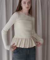 【12月下旬予約商品】ペプラム異素材フリルドッキングニット