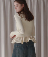 【12月下旬予約商品】ペプラム異素材フリルドッキングニット