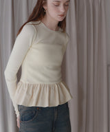 【12月下旬予約商品】ペプラム異素材フリルドッキングニット